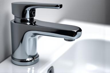 Ein stilvoller, moderner Wasserhahn an einem Waschbecken